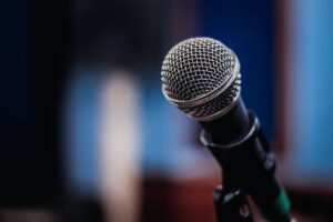 photo of black microphone